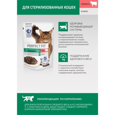Wet Perfect Fit food for sterilized cats, beef, spider, 75 g-3