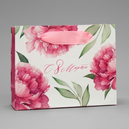 Gift Package Laminated, packaging, “peonies”, S 12 x 15 x 5.5 cm-1