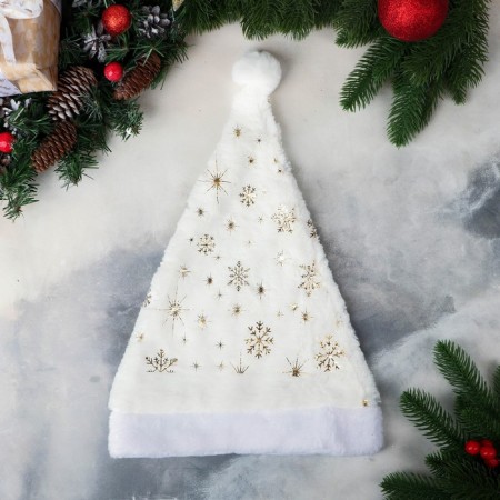 New Year's cap "Snowflake Gold" 26x36 cm, white