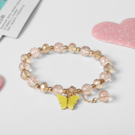Bracelet Children's "chosen" butterfly, peach color in gold