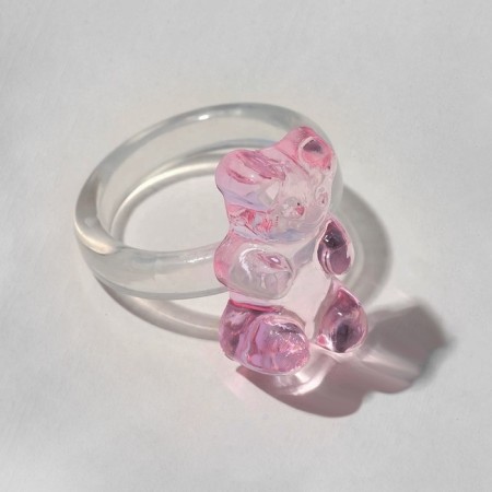 Ring "Marmalade Bear", pink color, size 17-2