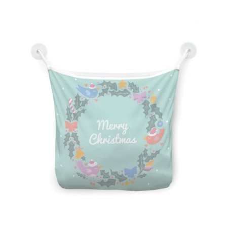 Organizer in a bath on suction cups "Christmas Wreath", for storing toys and trifles, size 33x39 cm-2