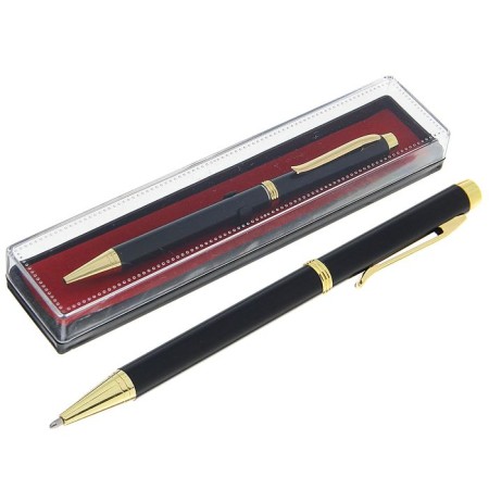 Ballic handle, gift, in a plastic case, rotary, "expert", black matte with golden inserts-1