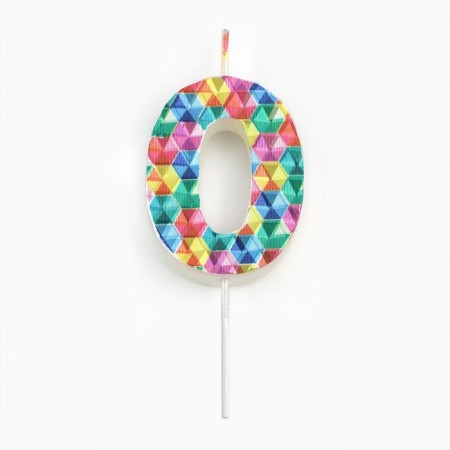 Candle in the cake on the skewer "Kaleidoscope", the number 0, 7 cm-2
