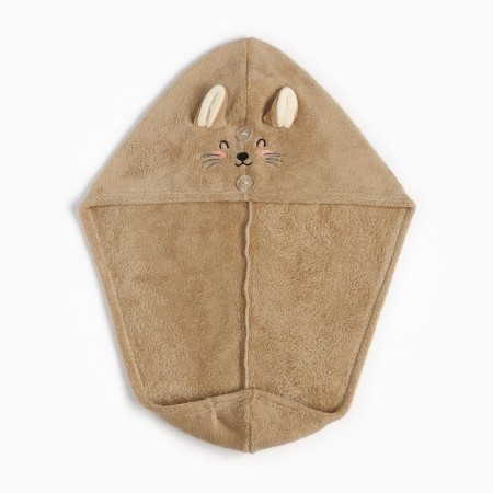 Little towel for drying hair Ethel "Cute", brown color, 65x25 cm, 100% p/e-3