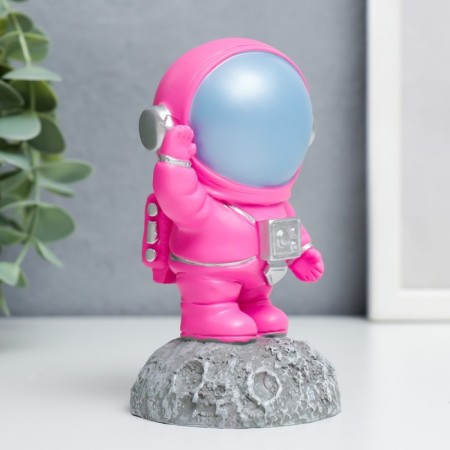 Souvenir Polystone "Astronaut on the Moon" bright pink 11.5x6.5x6.5 cm-4
