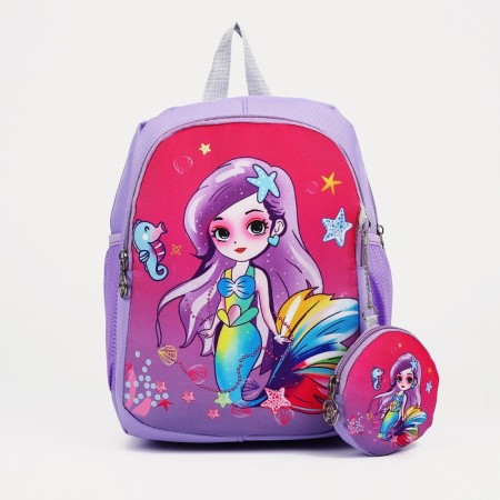 Baby backpack on a zipper, with a wallet, lilac color-1