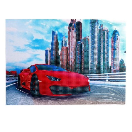 Diamond mosaic on a subframe with partial filling "Racing Machine", 20 x 30 cm-2