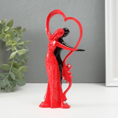 Polystone souvenir "Dancing couple near the heart with rhinestones" Red-black 17x7x4.7 cm