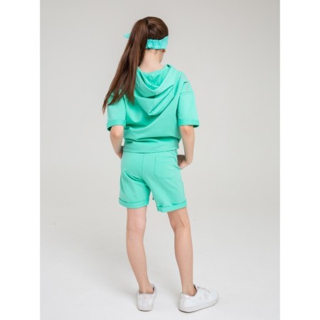 Pulover and short set for a girl, height 152 cm, mint color-1