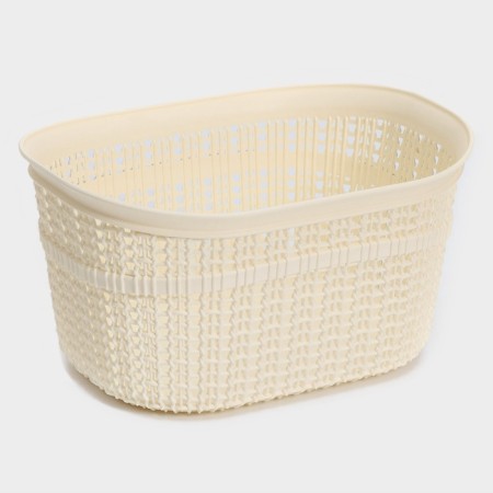 Set for the bathroom 7 objects: basket 4 pcs, basket for linen, bucket for garbage, ruff, beige color-7