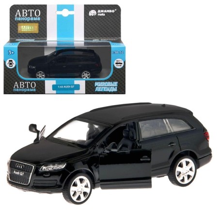 Metal machine Audi Q7 1:43, inertia, doors open, black color