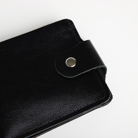 Men's purse on the button, Textura, cards, coins, black color-4