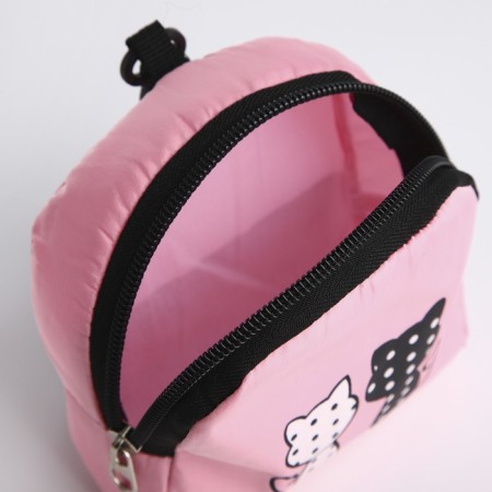 Youth backpack from textiles, 3 pockets, wallet, pink color-9