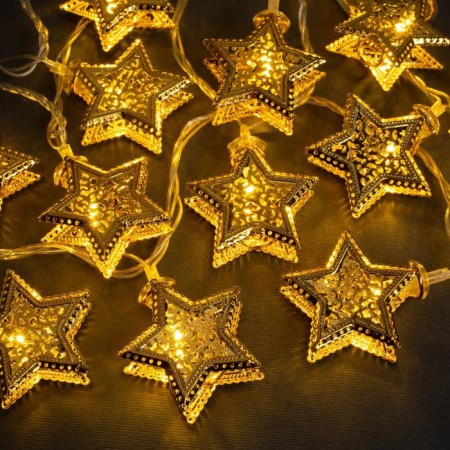 Garland “thread” 4 m with nozzles “stars”, ip20, transparent thread, 20 LED, glow warm white, 8 modes, 220 V