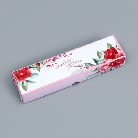 Box for 5 sweets with a shell, with a window "Flower", 21 x 5 x 3.3 cm. Confectionery packaging-2