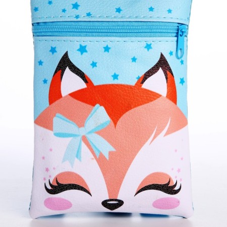 Gift set for the girl "Good Fox", bag, badge, blue color-3