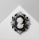 Brooch "Kame" in flowers, black and white color in black silver