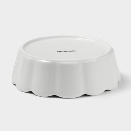 Porcelain dish for baking Magistro "Flora", D = 15 cm, white color-2
