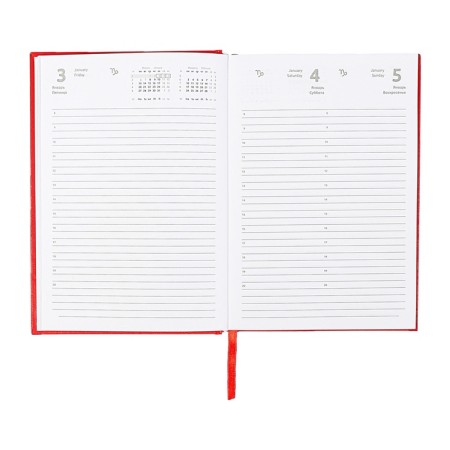 Dated diary 2024, A5, 176 sheets, Attomex.orion, Bumvinyl cover, Lasse, Blok 70 g/m2, Red-11