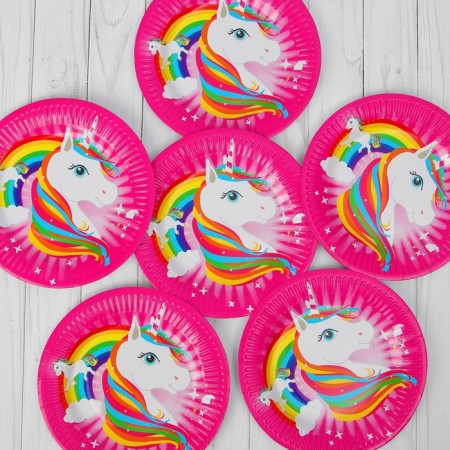 Paper plate "Unicorn and Rainbow", set of 6 pcs.-1