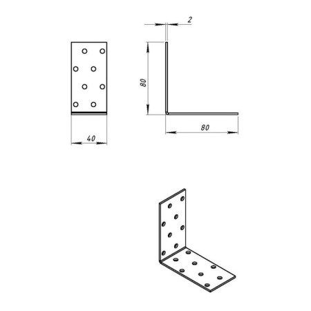 Corner Fitty tundra, 80x80x40x2 mm, zinc, 1 pc.-2