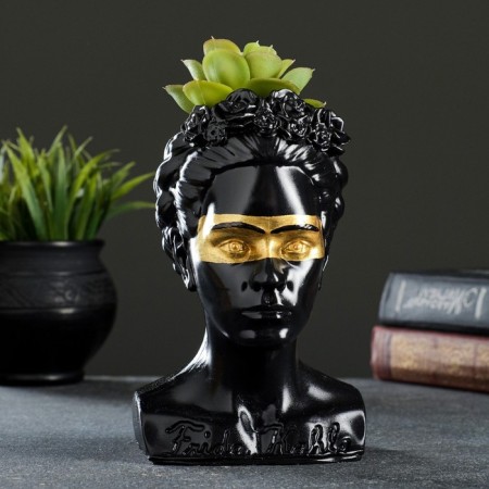 Kashpo - organizer "Bust Frida" Black with gold, 11x17x11cm-1