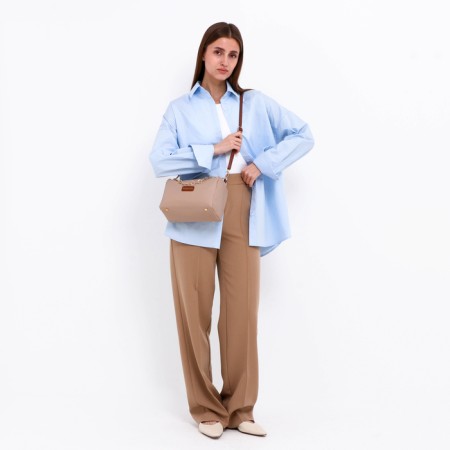 Cross-Bodi Bag on a zipper, beige color-6