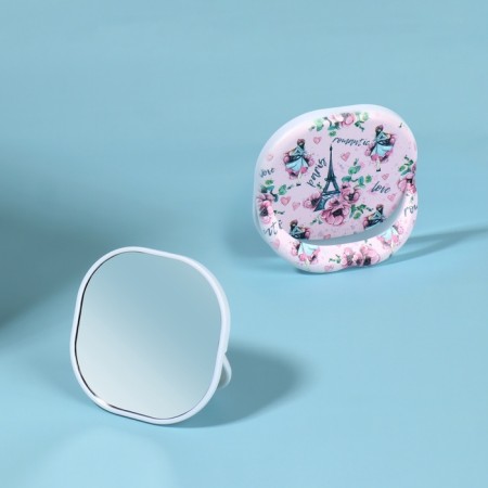 Pocket mirror “pattern”, with a stand, 8 × 8 cm, the color is gentle - pink-1