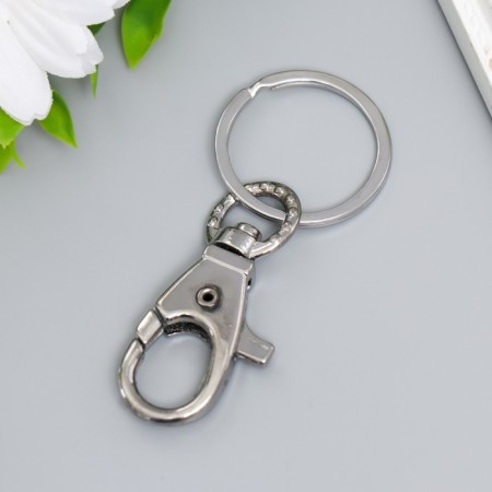 Metal keychain "Carabiner with flat ring" silver 3x7.5 cm-1