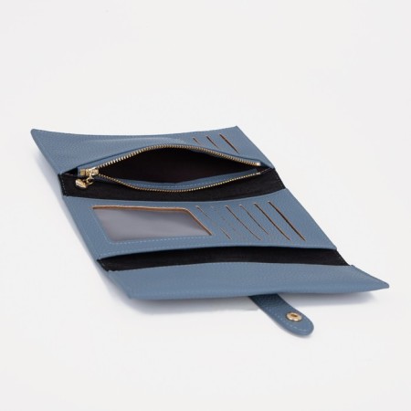 Women's wallet on the button, blue color-3