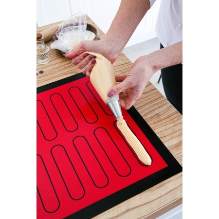 Silicone rug reinforced "eclair", 60 × 40 cm, red color-2