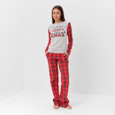 Pajama New Year's Women's KAFTAN "X-MAS", white/red color, size 44-46