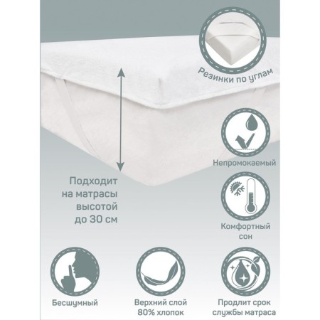 Substract waterproof, size 90x200 cm, with elastic bands in the corners, white color-1