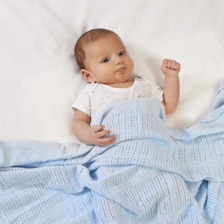 Knitted blanket, size 100x140 cm, blue color-2