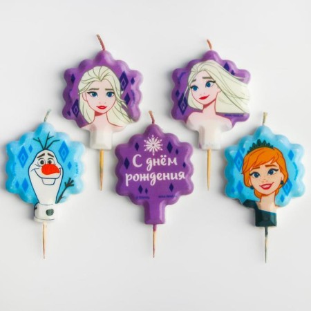 Candle in the cake Set "Happy Birthday" 5 pcs., Cold heart-2