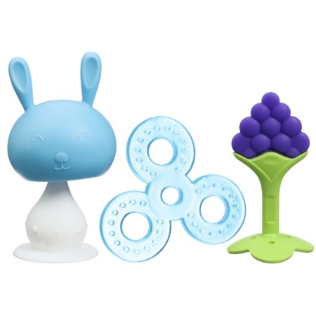A set of silicone teeters "My Bunny", with a rattle, 3 pcs, in the case, Kroshka I-2