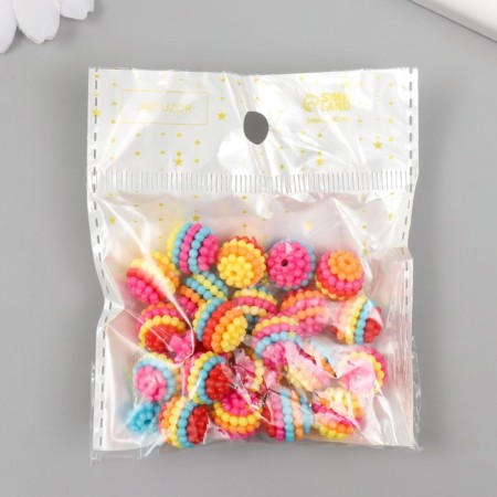Beads for creativity plastic "Ribbed striped" set 15 grams d = 1.2 cm-3