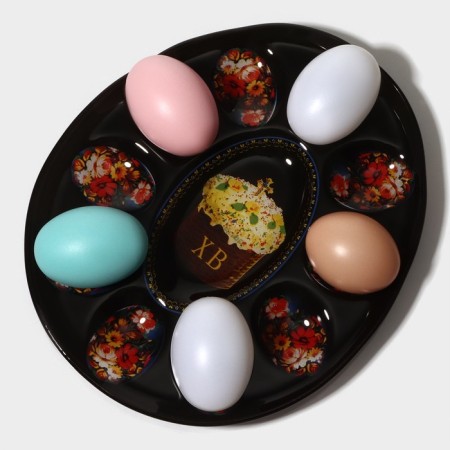 Glass stand for the eggs "Easter", 10 cells, 24 × 20.5 cm, black color-2