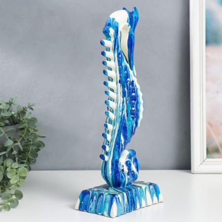 Souvenir Polystone "Sea Horse" stains of paint, blue 10x15.5x37.2 cm-1