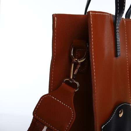 Bag Women's Tout with zipper, brown color-4