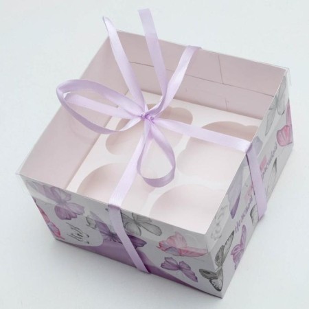 Capcake box, confectionery packaging, 4 cells “The most tender and beautiful”, 16 x 16 x 10 cm-1