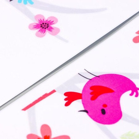 Sticker Plastic Interior color "Birds on a tree with flowers" 25x35 cm set 4 sheets-2