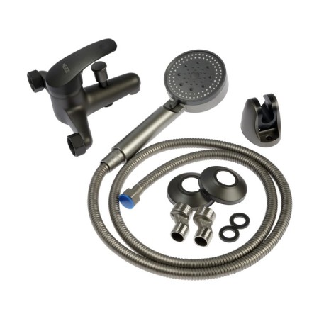 Bath mixer Zein Z3839, single -leaf, shower set, watering can 5 modes, graphite-11