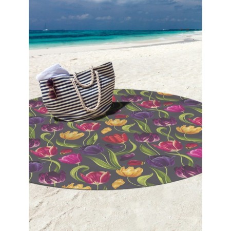 Pareo and beach rug "Multi -colored tulips", d = 150 cm-2
