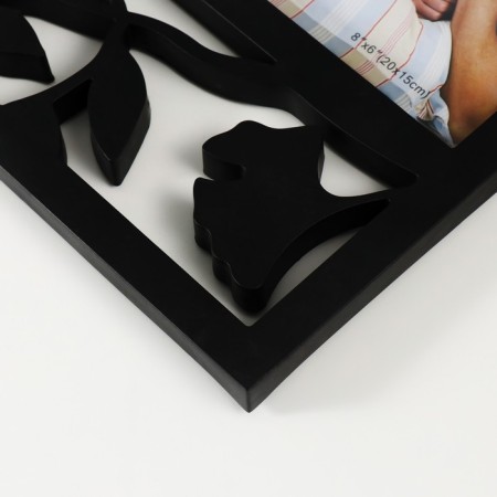 Photo frame plastic in 4 photos 6.5x9, 10x15, 20x15 cm "leaves" black 43x26 cm-1