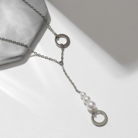 Coop Xuping rings with beads, white color in silver, 40 cm-1
