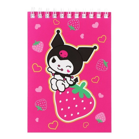 Notepad A6, 60 sheets in a cage on the crest of Kuromi, covers cellulose cardboard, OFSET block