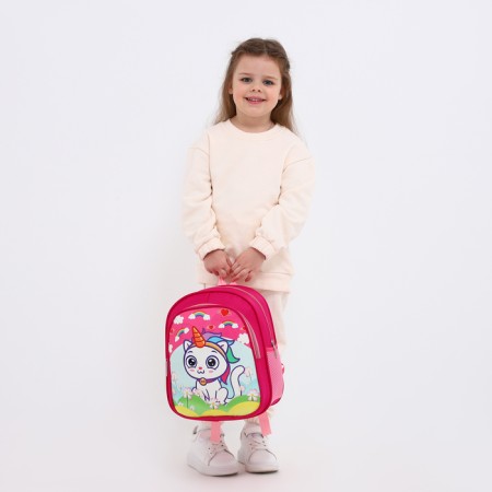Baby backpack on lightning, 3 outer pockets, pink color-7
