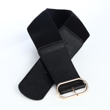 Women's belt, width 7 cm, black color-3